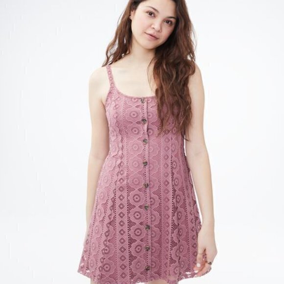 Aeropostale Dresses & Skirts - “NWT" Aeropostale Lace‎ Button-Front Fit & Flare Dress/Pink Mauve/ Size XS